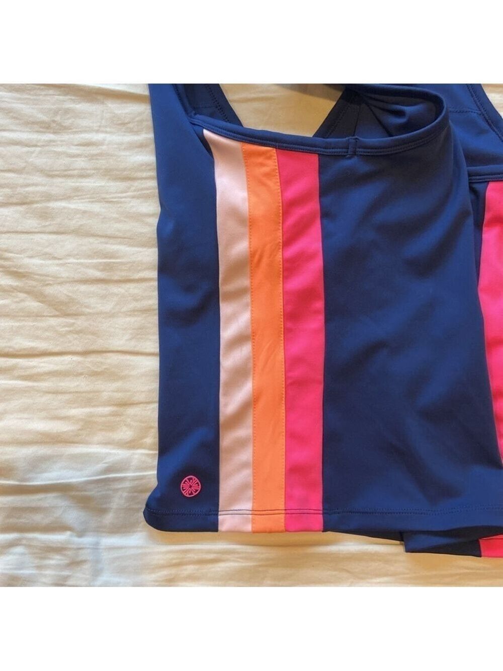 Lilly Pulitzer Vanti Luxletic UPF 50+ Oyster Bay Navy Bra Tank Top Size Medium - Picture 6 of 8